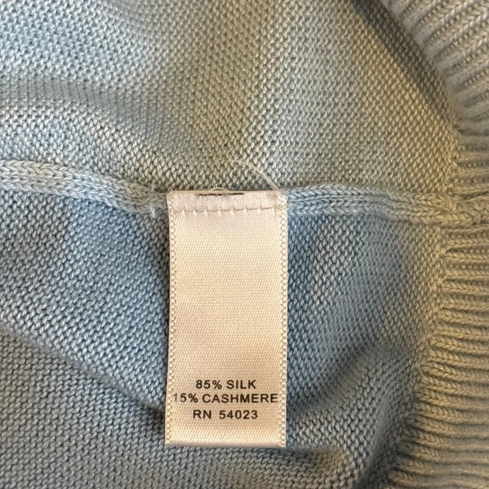 Banana Republic Mens Silk Cashmere V-Neck Sweater Light Blue L Old Money Preppy